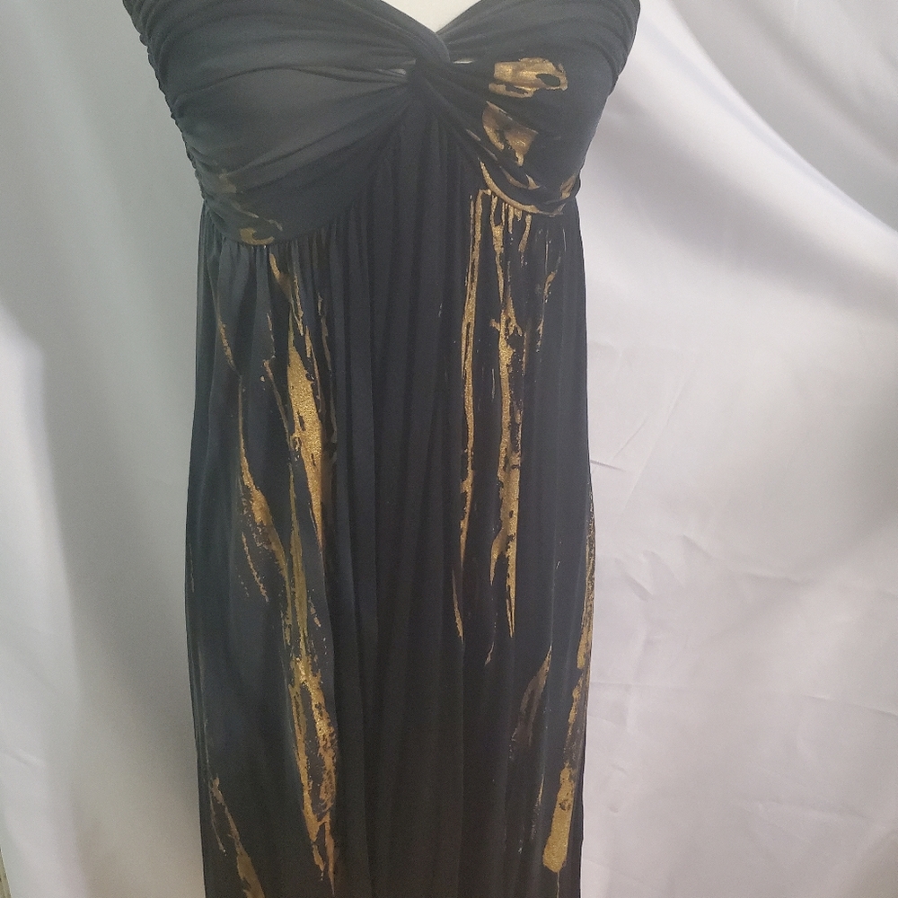Black and Gold Mini Jersey Dress
